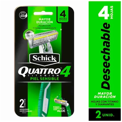 Máquina de Afeitar SCHICK Quattro Titanium 4 Paquete 2un
