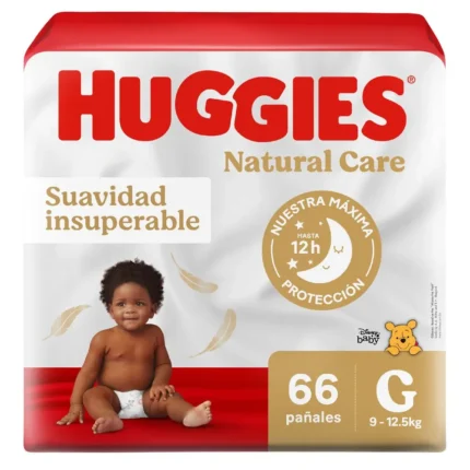Pañales para Bebé HUGGIES Natural Care Talla G Paquete 66un - PRECIO APLICA AL CANAL VIRTUAL - NO APLICA CANAL FISICO