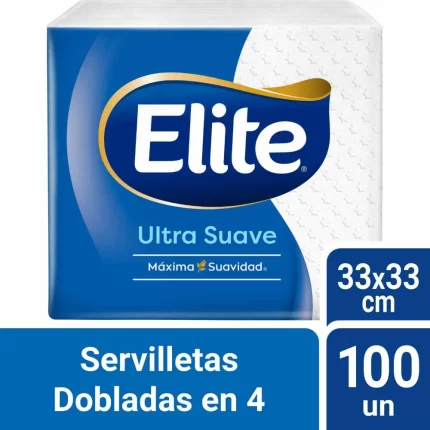 Servilletas de Papel ELITE Dobladas en 4 Paquete 100un