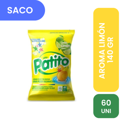 Saco patito detergente aroma limón 140 gr x 60 unidades