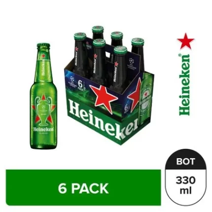 Cerveza HEINEKEN Botella 330ml - Pack 6 Unidades